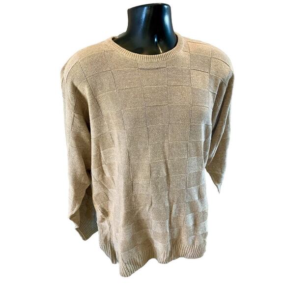 Clan Douglas Linen Silk Sweater XLL 2XL Cable Knit Scotland Taupe Gold Men EUC - Picture 1 of 9